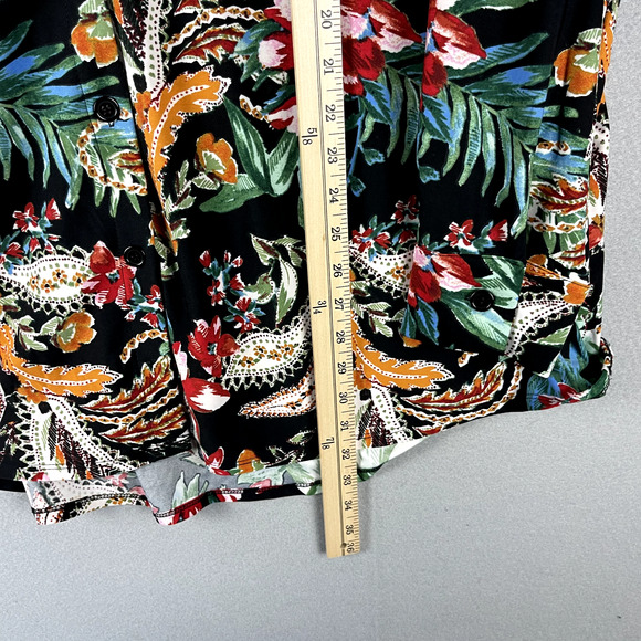 Attitudes Renee Floral Top Womens 3X Blouse Button Up Stretch Tropical Colorful - Picture 8 of 13